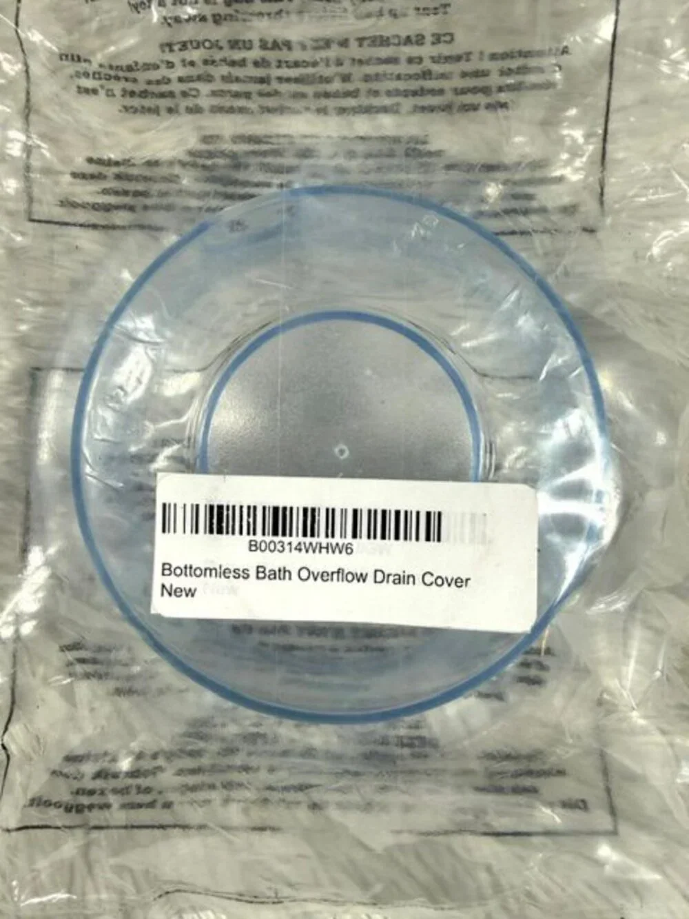 Clear Bottomless Bath Overflow Drain Cover
